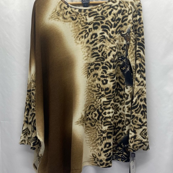 CLARA SUNWOO Animal Print Tunic in Brown and Cream dropped shoulder W LG - Picture 13 of 13